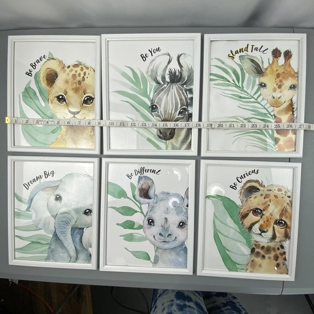 Inspirational Animal Art Prints - Set of 6 Framed Wall Decor - Picture 2 of 7
